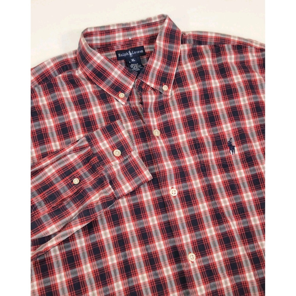 Polo Ralph Lauren Men's XL Red Plaid Long-sleeve Button-Down